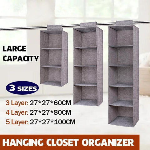 3/4/5 Tier Hanging Closet Organizer Fabric Storage Shelves for Wardrobe and Shoes - 5 Tier - SuperSaverAU - view 1