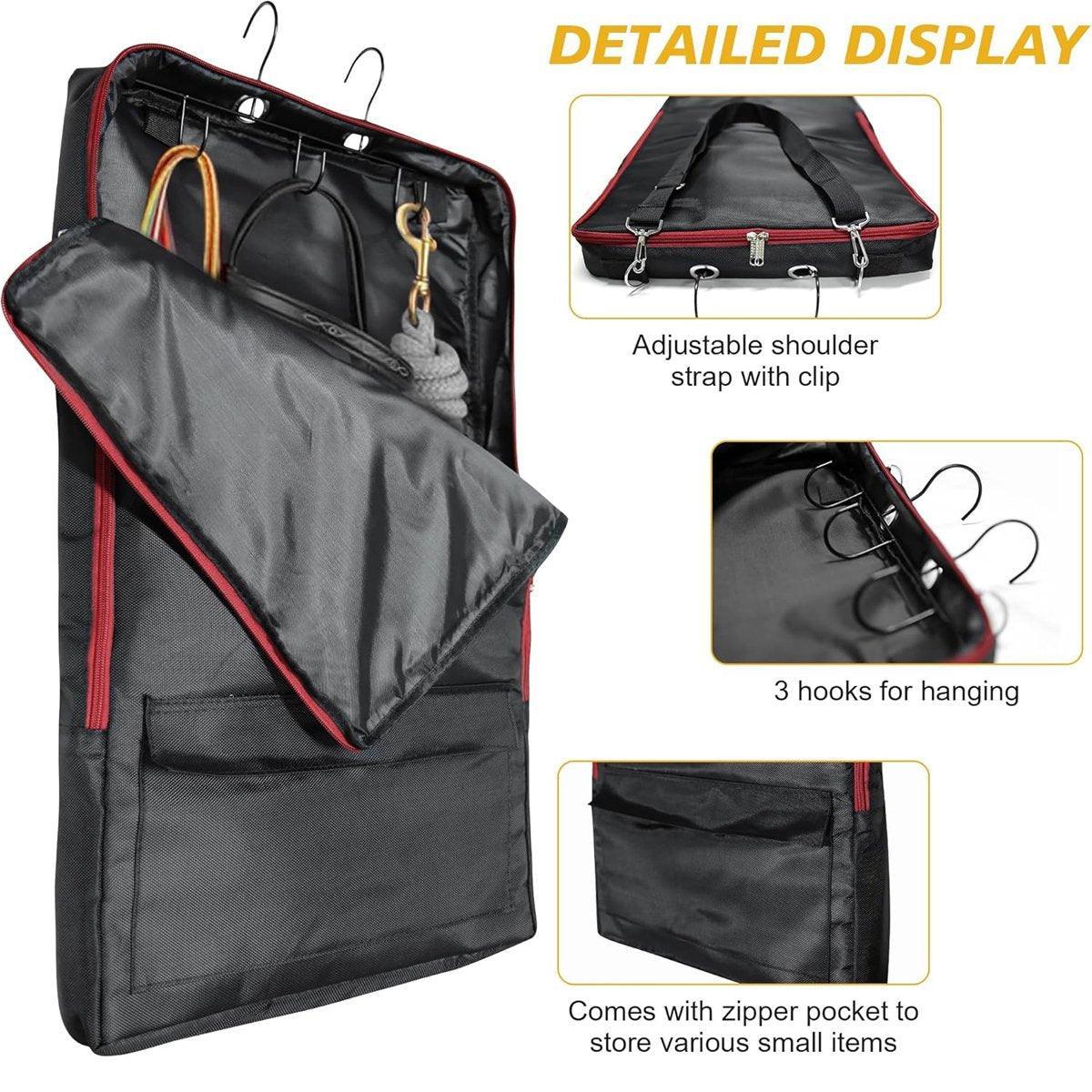 Portable Horse Tack Storage Bag - 26" x 15" - Durable, Adjustable Strap, 3 Hooks