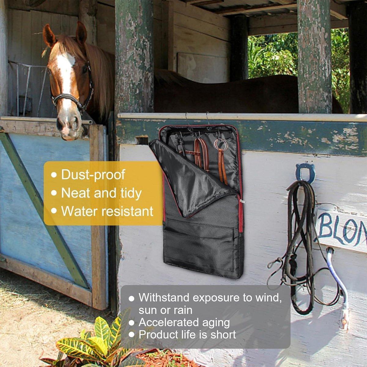 Portable Horse Tack Storage Bag - 26" x 15" - Durable, Adjustable Strap, 3 Hooks