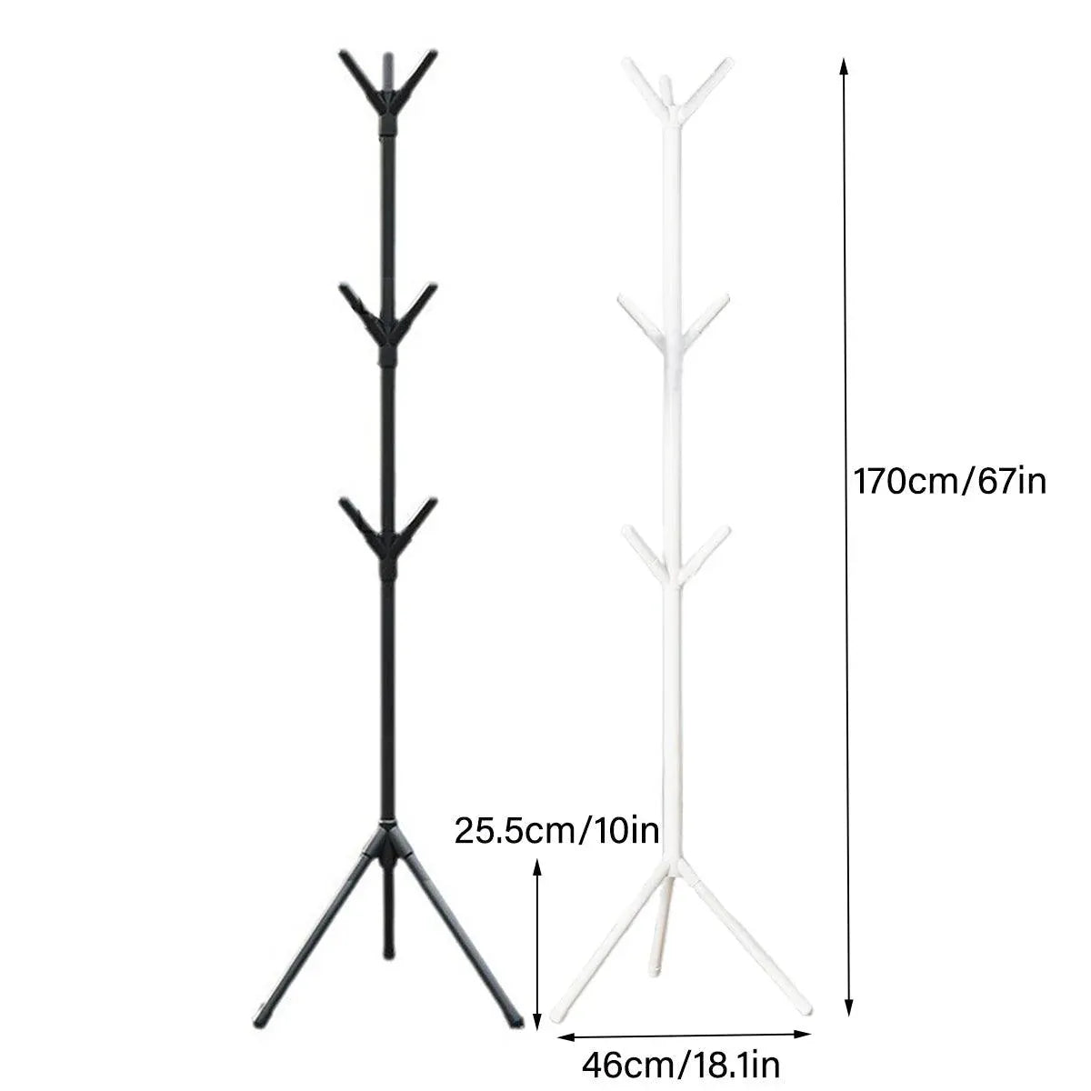 Premium 6-Hook Iron Coat Stand – Black 170cm with Triangular Base