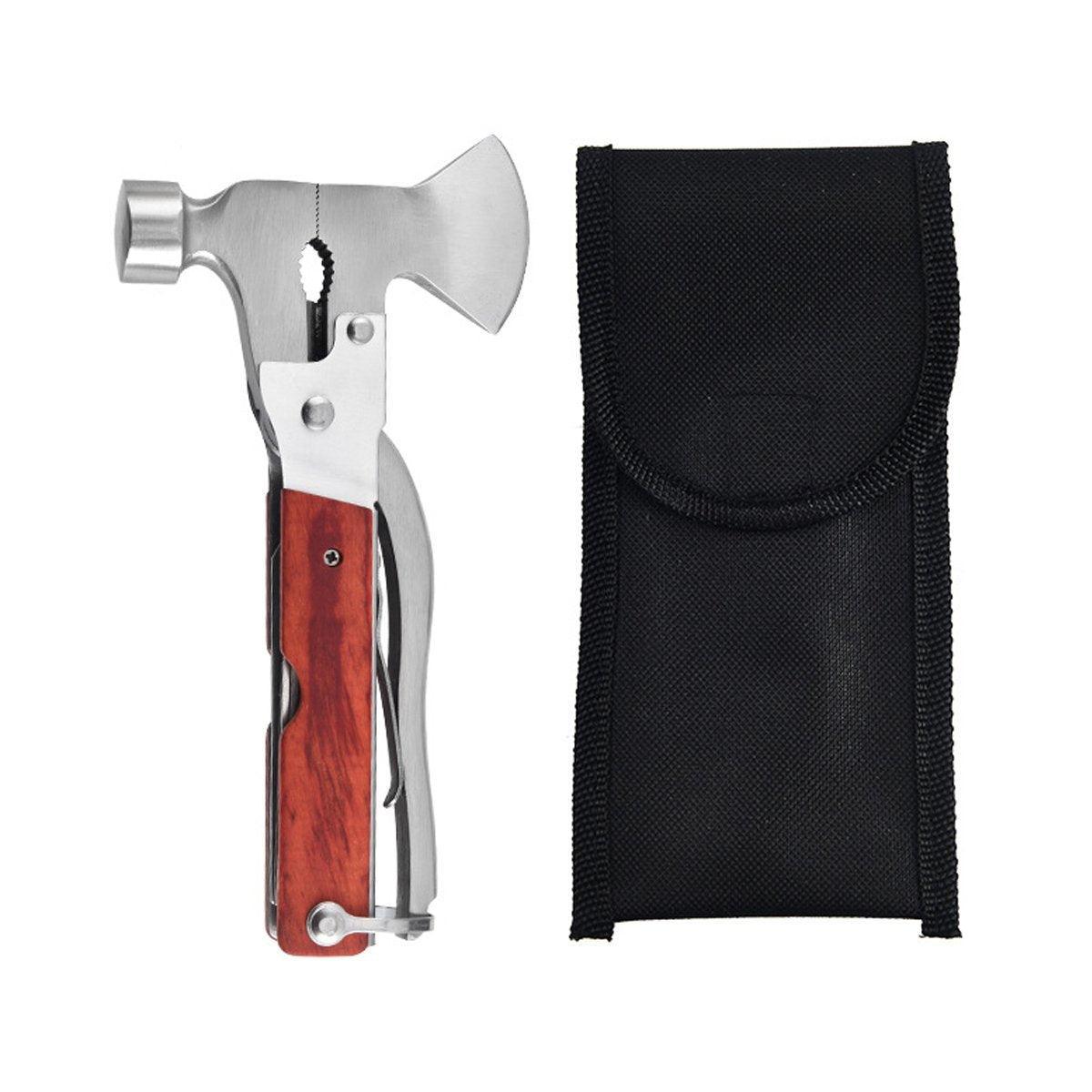 Premium Multifunctional Axe Hammer Camping Tool with Pouch - Hatchet
