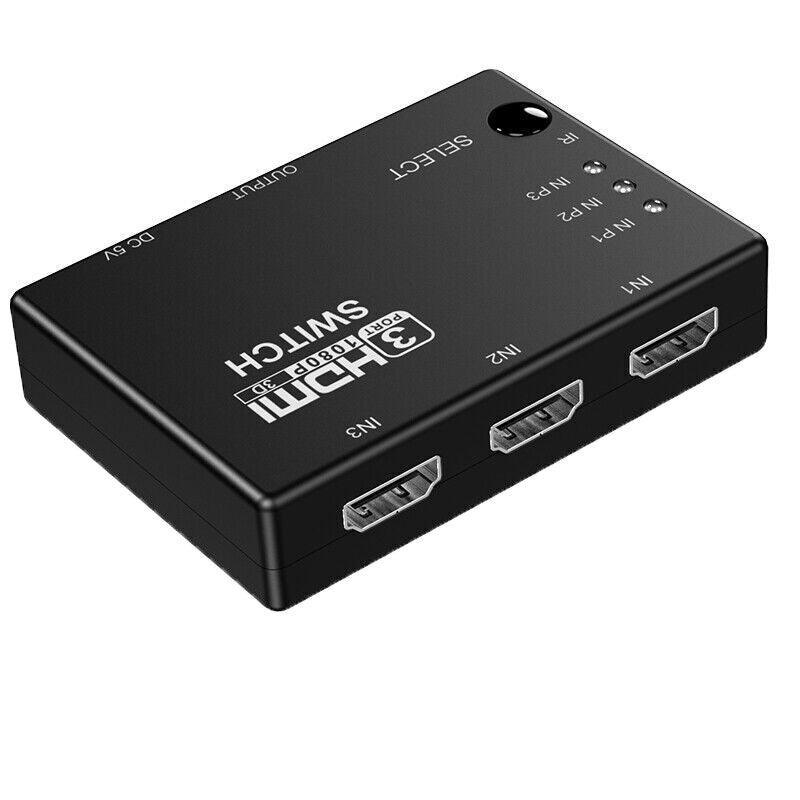 Premium 3 in 1 HDMI Switch 4K with Remote Control and IR Cable