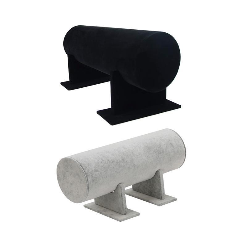 Elegant Headband Display Stand - 30cm Cylindrical Velvet Organizer in Black/Grey - SuperSaverAU - view 2