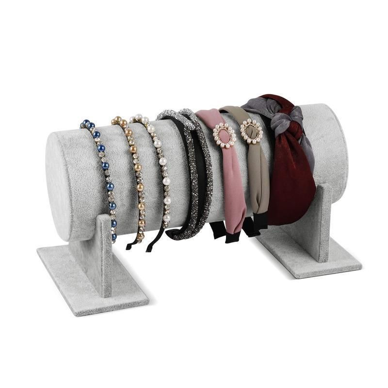 Premium Grey Velvet Headband Display Stand Jewellery Chain Organiser 30cm