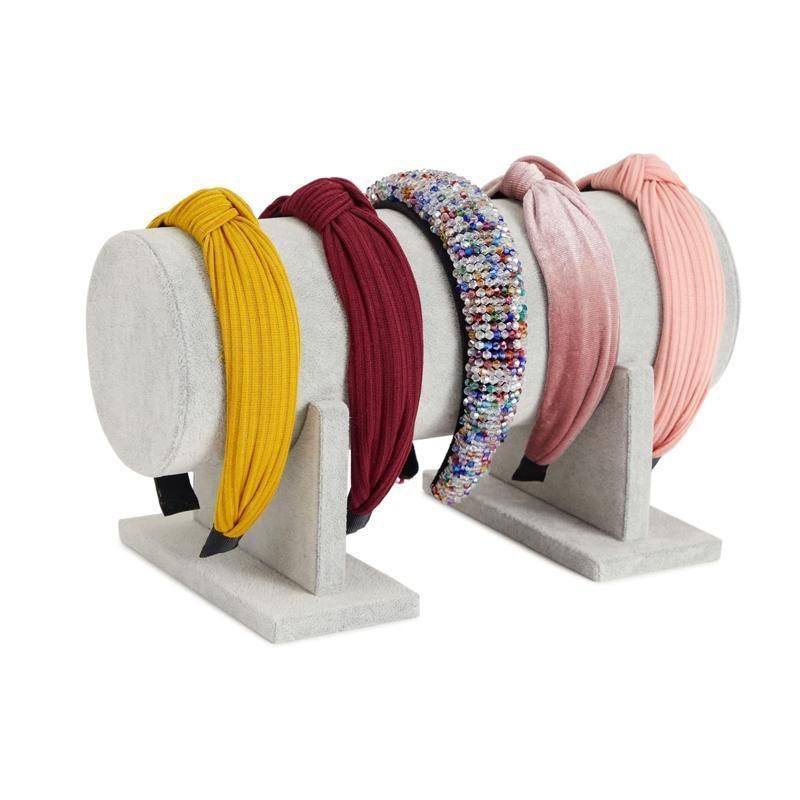 Premium Grey Velvet Headband Display Stand Jewellery Chain Organiser 30cm
