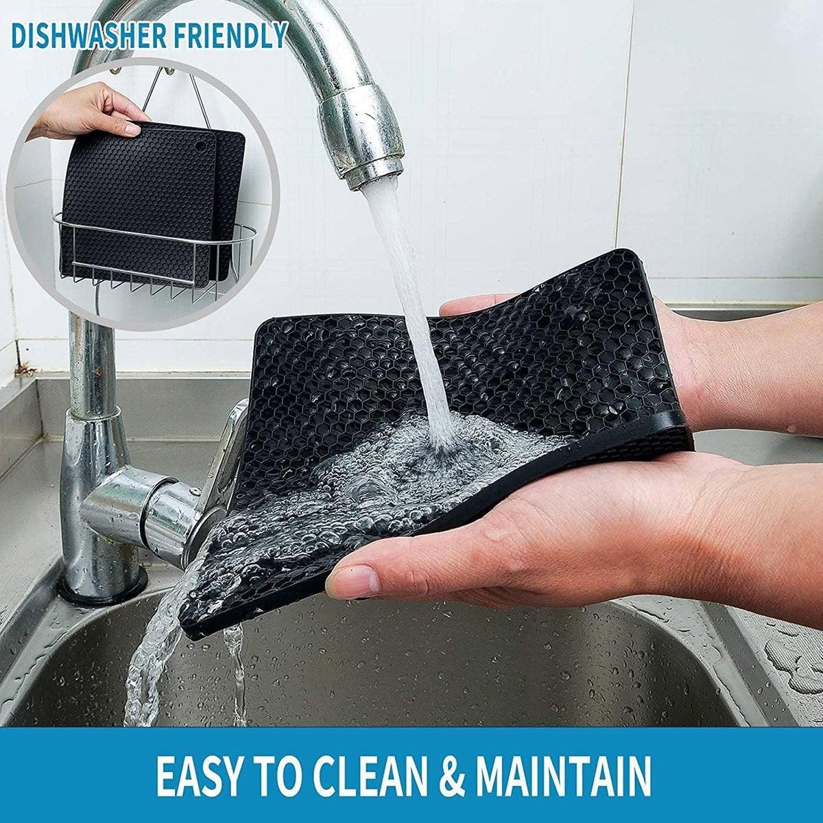 Premium Silicone Honeycomb Heat Resistant Mats – Black 4 Pack
