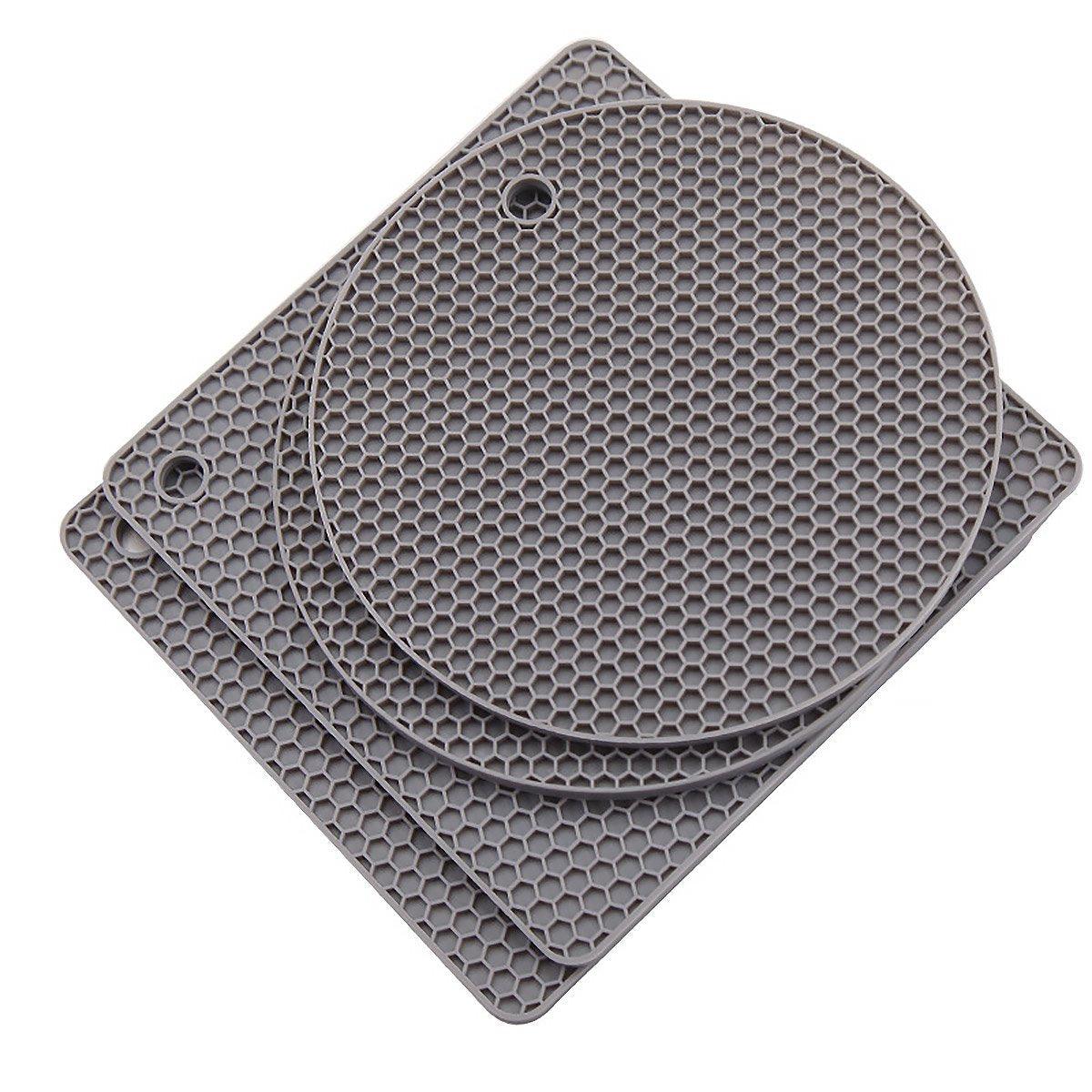Premium Silicone Honeycomb Heat Resistant Mats – Red 4 Pack