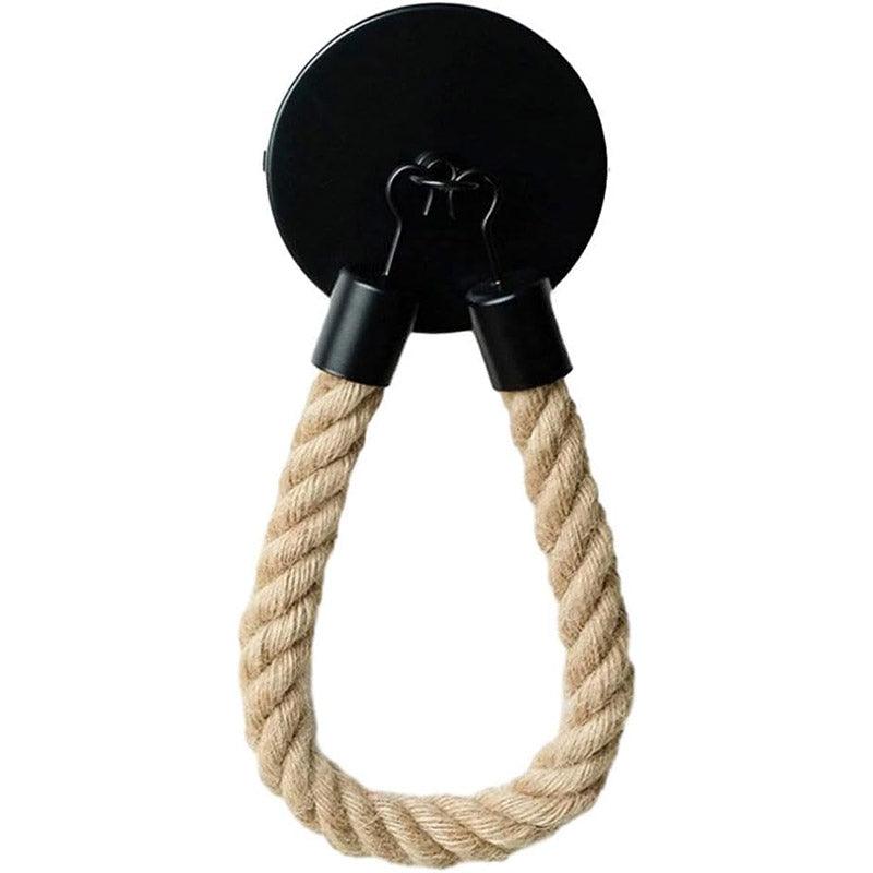 Premium Matte Black Wall Mounted Paper Towel Holder – Hemp Rope