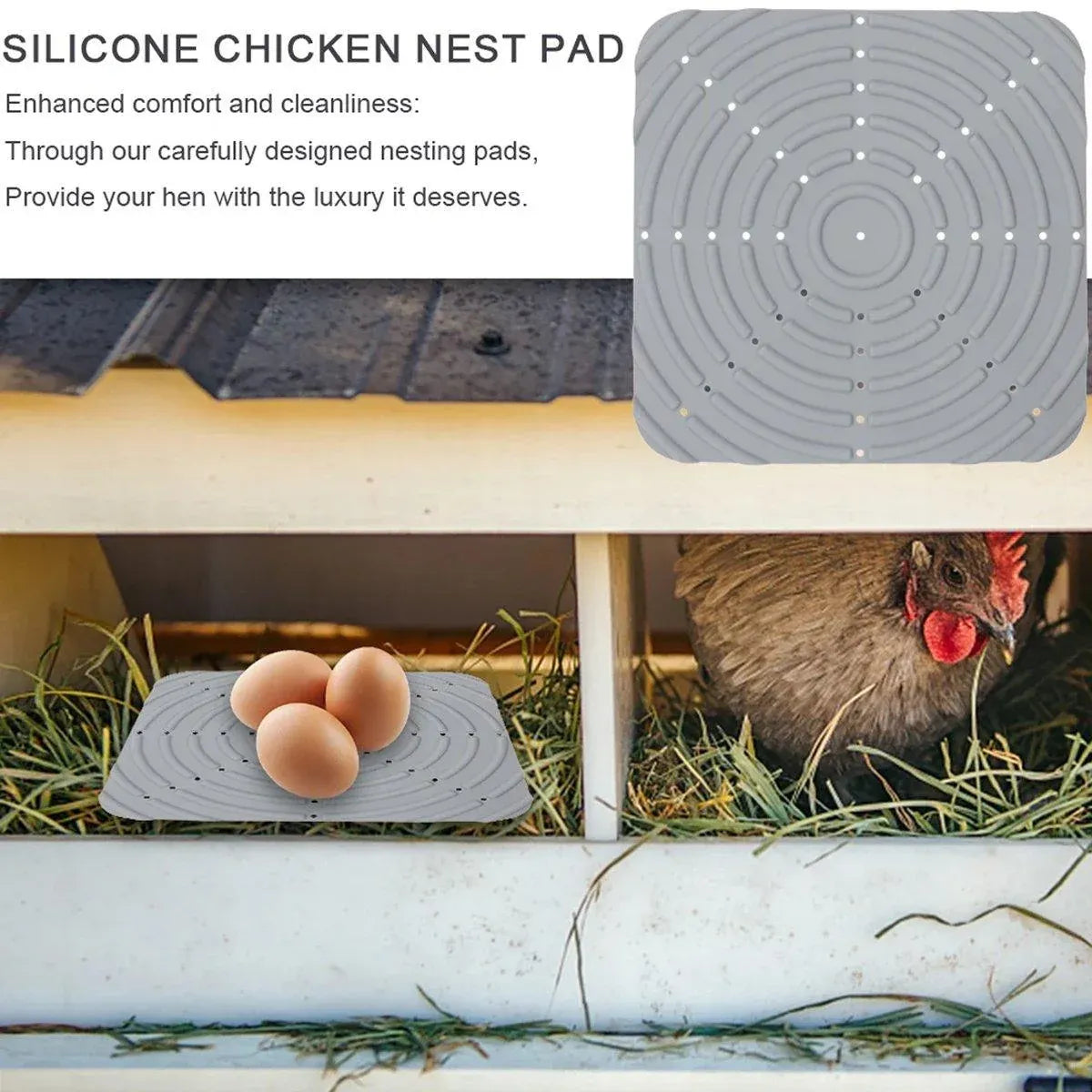 Premium Washable Silicone Chicken Nesting Box Bedding Mats - Black 2pcs