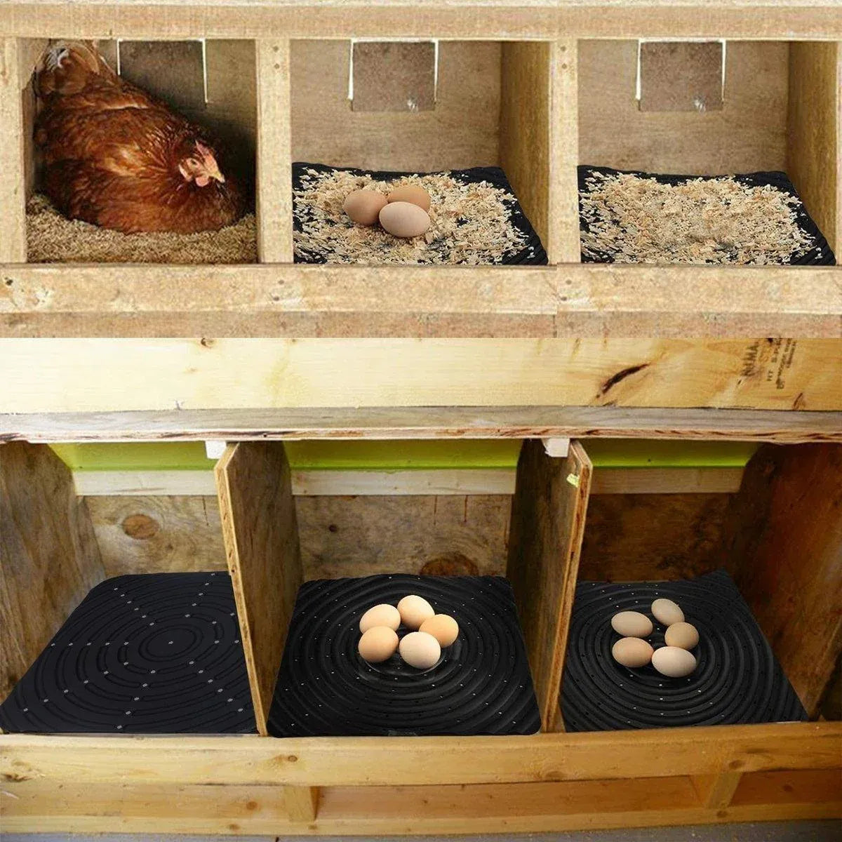 Premium Washable Silicone Chicken Nesting Box Bedding Mats - Black 2pcs