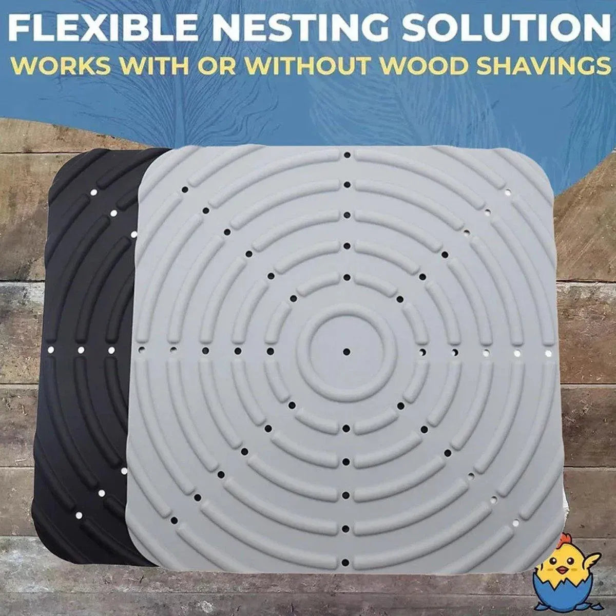 Premium Washable Silicone Chicken Nesting Box Bedding Mats - Black 2pcs