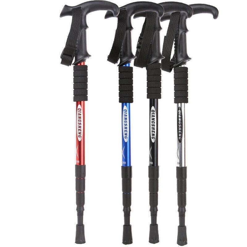 Premium Red Adjustable Folding Walking Stick Anti-Shock Trekking Pole 53-110cm
