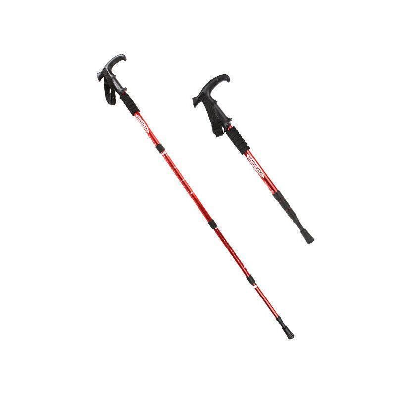 Premium Red Adjustable Folding Walking Stick Anti-Shock Trekking Pole 53-110cm