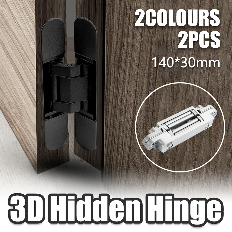 Hidden Invisible Door Hinge Concealed 3D Hinge Heavy Duty for Doors and Cabinets - Black - SuperSaverAU - view 1