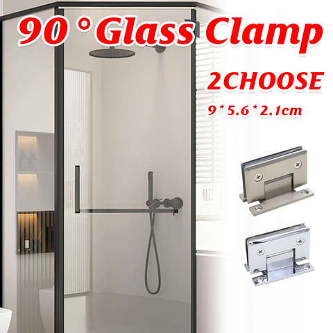 Chrome 90-Degree Glass Clamp - Bevel Edge, Double Opening, 5mm Brass, 9cm x 5.6cm x 2.1cm - SuperSaverAU - view 1