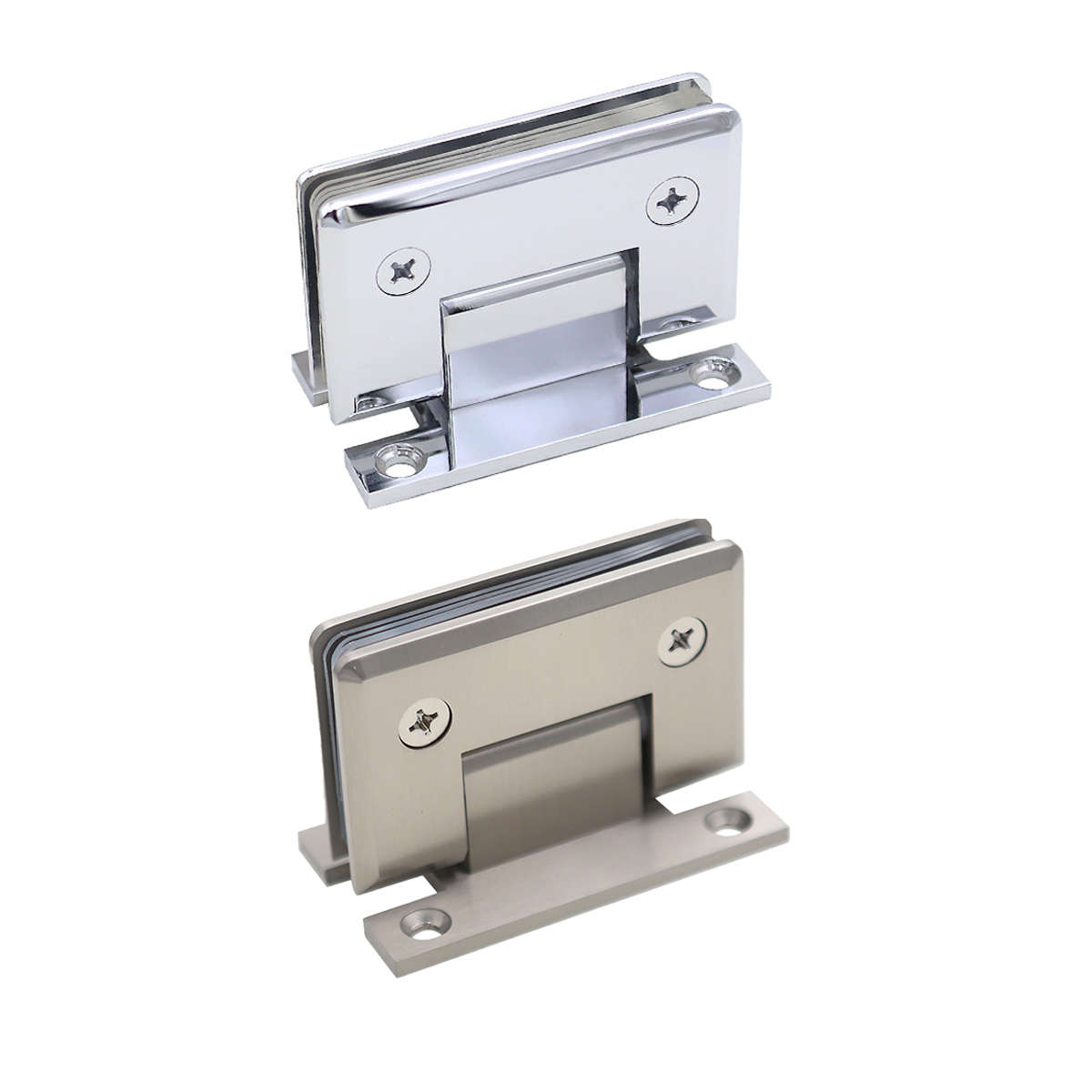 Chrome 90-Degree Glass Clamp - Bevel Edge, Double Opening, 5mm Brass, 9cm x 5.6cm x 2.1cm