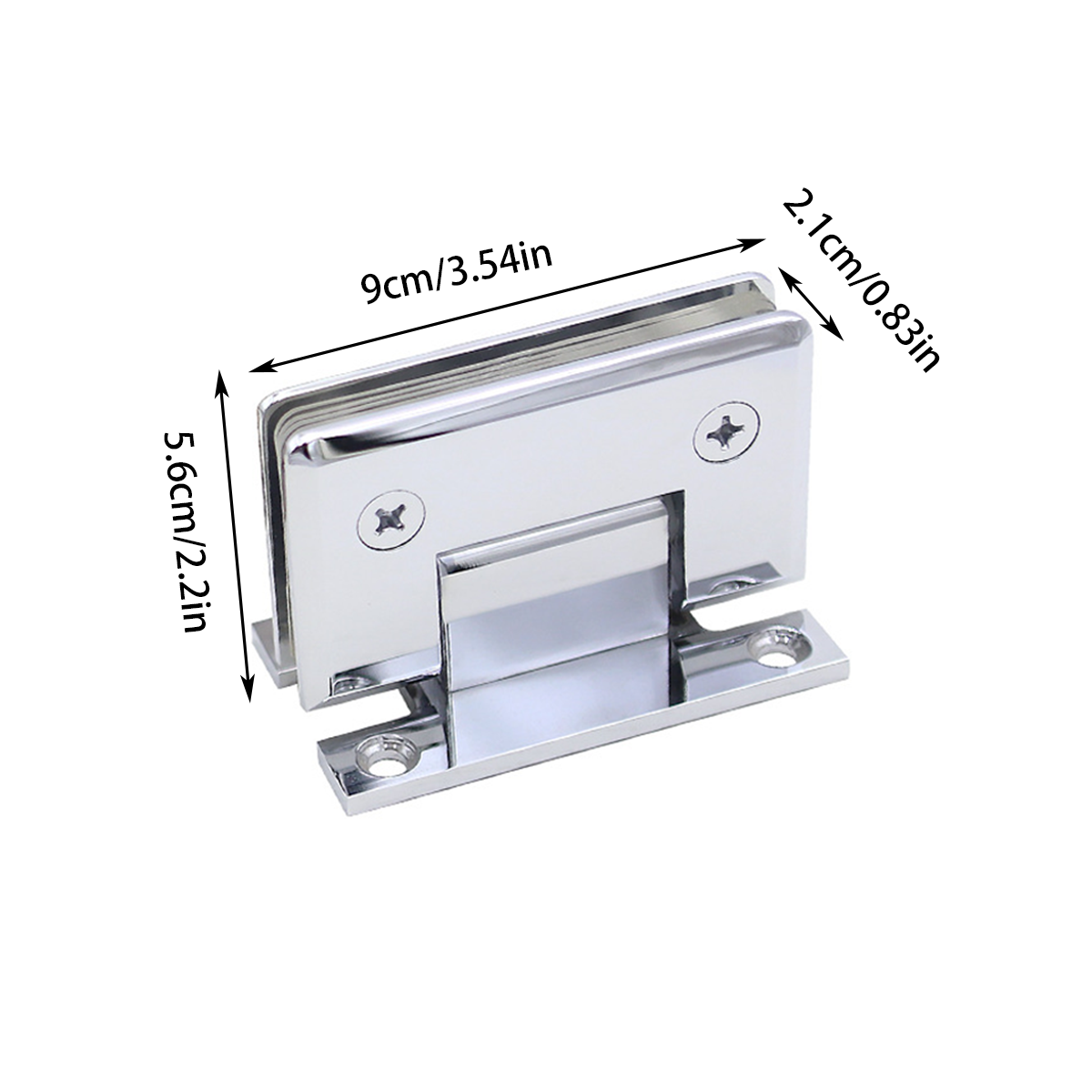 Chrome 90-Degree Glass Clamp - Bevel Edge, Double Opening, 5mm Brass, 9cm x 5.6cm x 2.1cm - SuperSaverAU - view 3