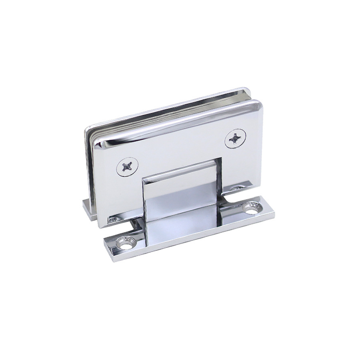 Chrome 90-Degree Glass Clamp - Bevel Edge, Double Opening, 5mm Brass, 9cm x 5.6cm x 2.1cm
