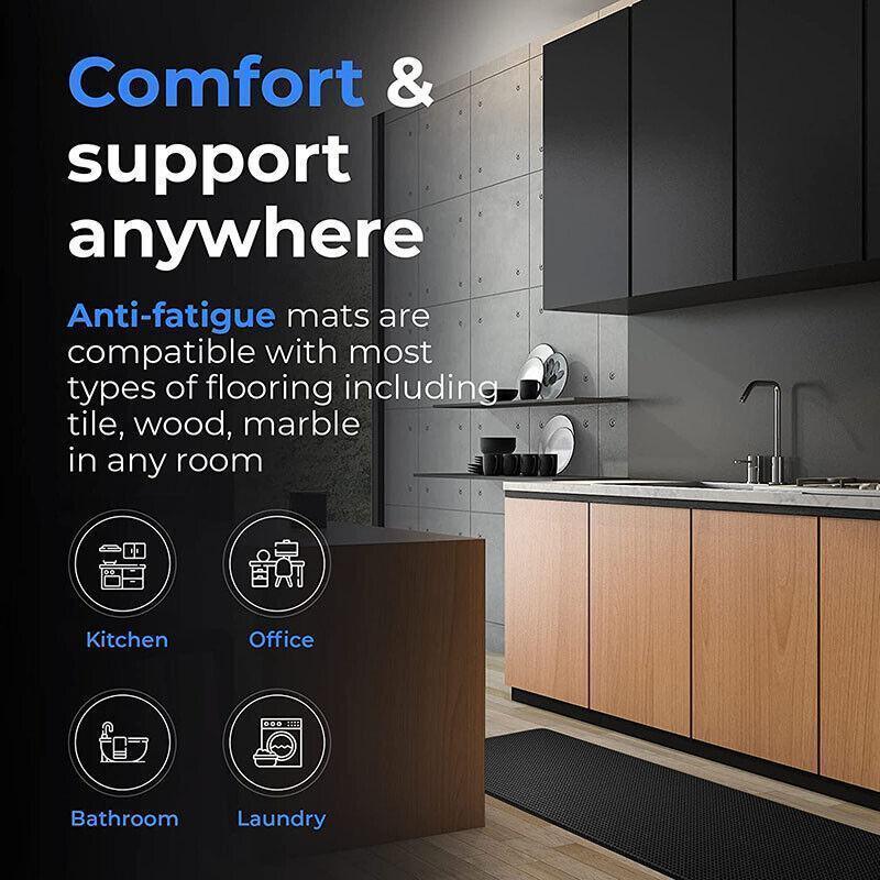 Eco-Friendly Non-Slip Waterproof Kitchen Mat 44x120cm - Blue, Easy Clean - SuperSaverAU - view 2