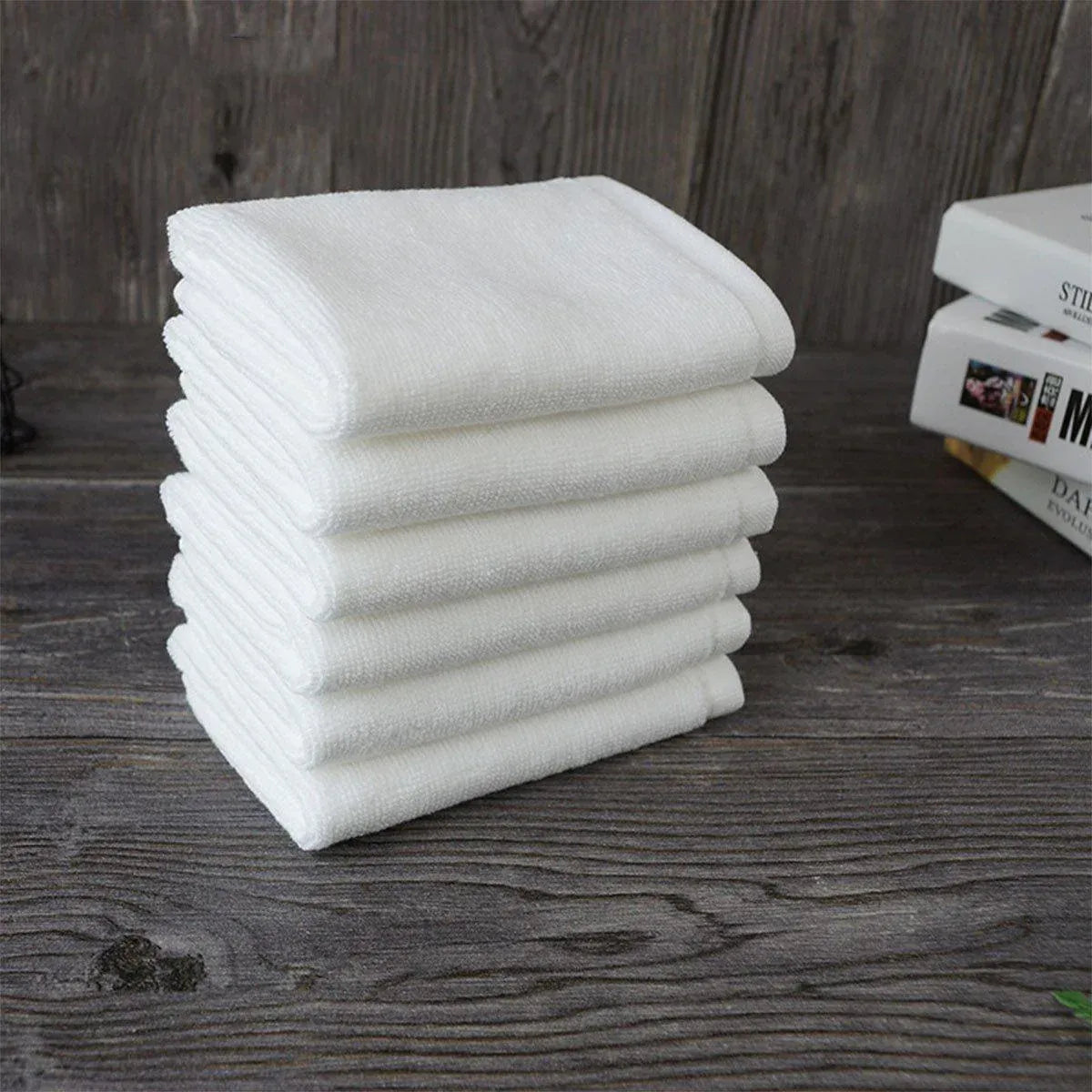 Premium Cotton Face Towels – White 32 x 32cm, 6 Pack