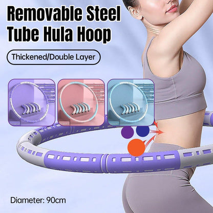Removable Steel Tube Hula Hoop - Detachable Fitness Equipment for Home - Blue White
