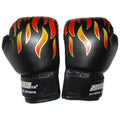 Premium Kids Boxing Sparring Gloves with Ventilated Palm & PU Leather - Black Flame Pattern