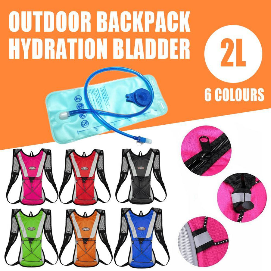 Premium 2L Hydration Pack Backpack Black with Water Bladder for Hiking Cycling