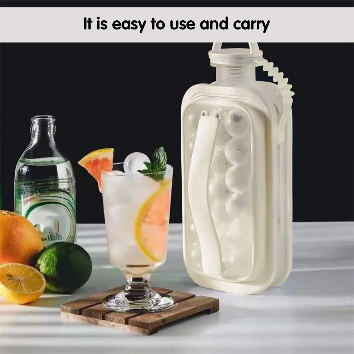 Premium Portable Ice Ball Bottle & Ice Cube Tray