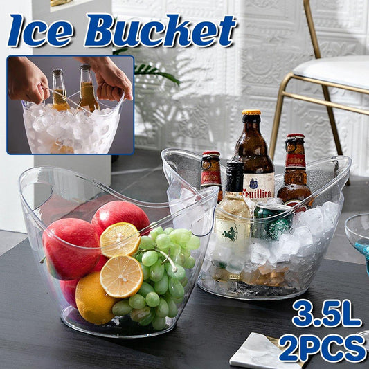 2PCS 3.5L Transparent Ice Buckets for Wine and Beer - Picnic Essential