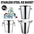 Premium 5L Stainless Steel Ice Bucket Champagne Wine Cooler with Ring Handles