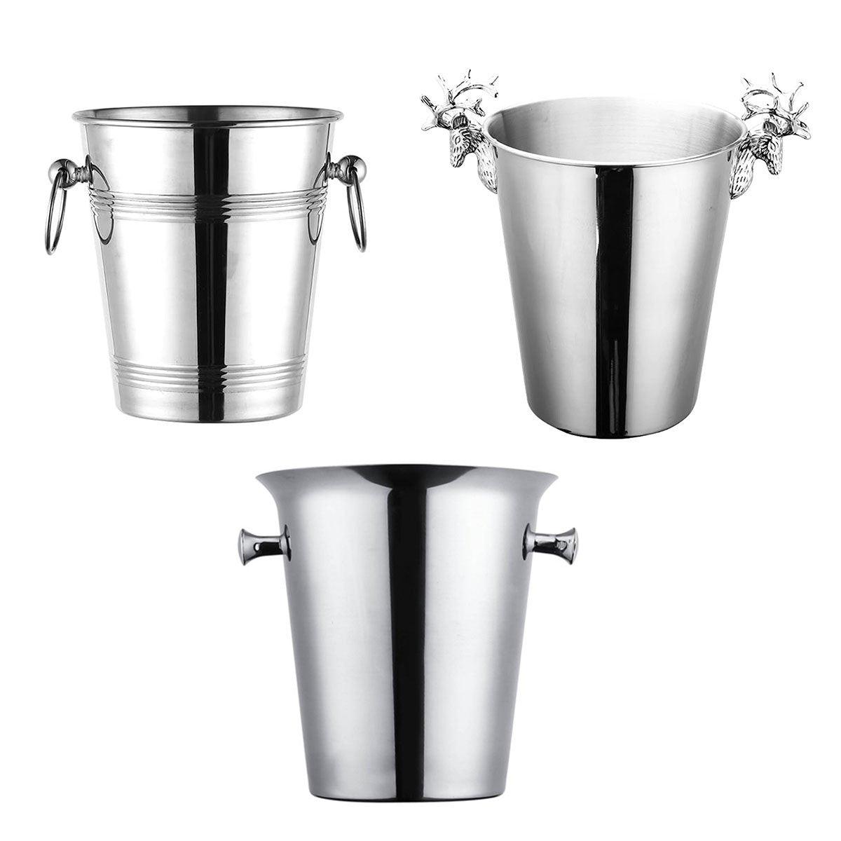 Premium 5L Stainless Steel Ice Bucket Champagne Wine Cooler with Ring Handles