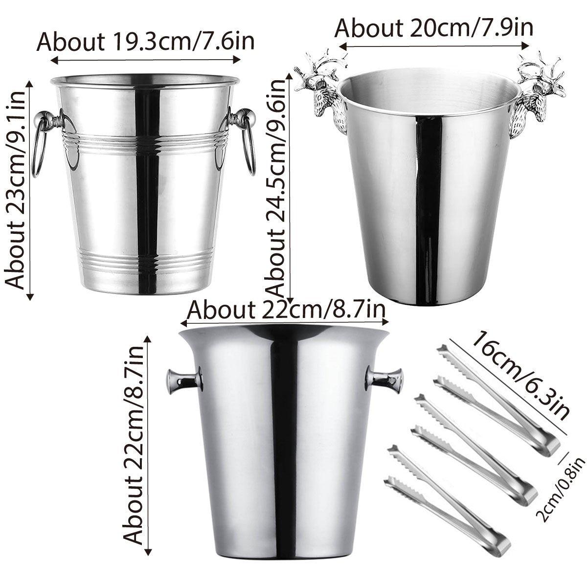 Premium 5L Stainless Steel Ice Bucket Champagne Wine Cooler with Ring Handles