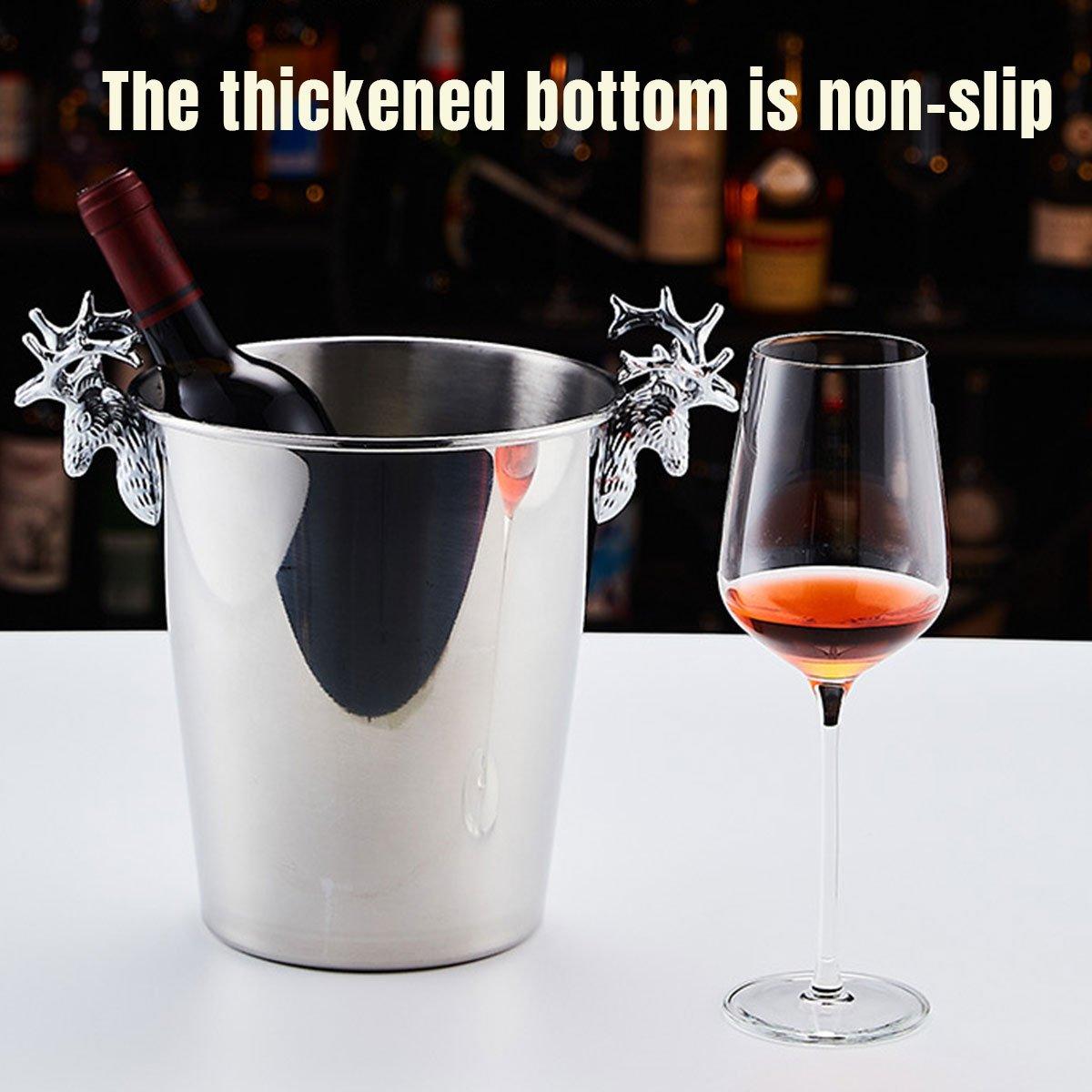 Premium 5L Stainless Steel Ice Bucket Champagne Wine Cooler with Ring Handles