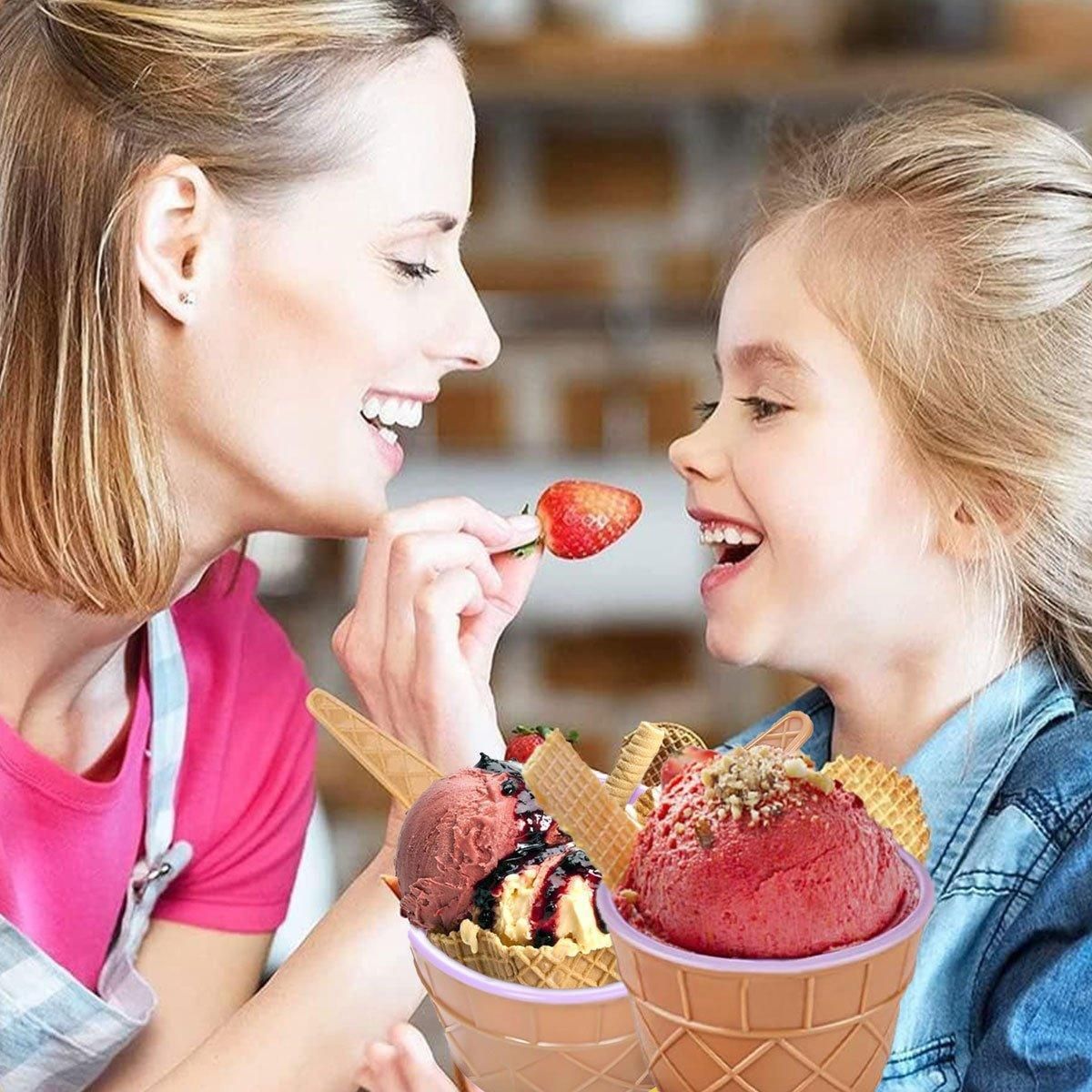 Premium Colourful Ice Cream Bowls with Spoons – 7 Piece Set