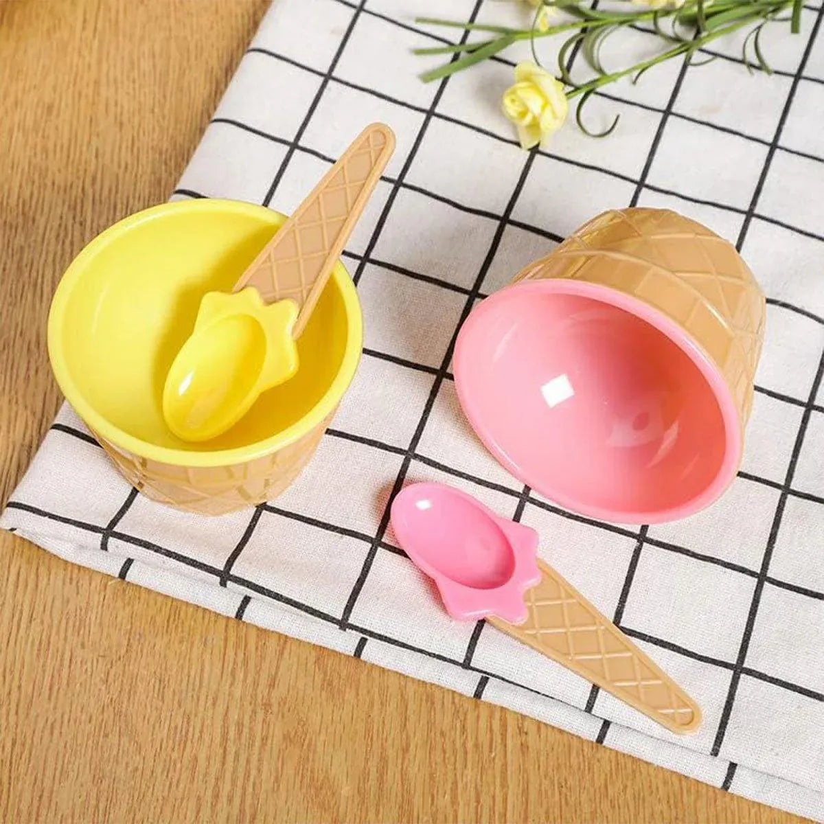 Premium Colourful Ice Cream Bowls with Spoons – 7 Piece Set