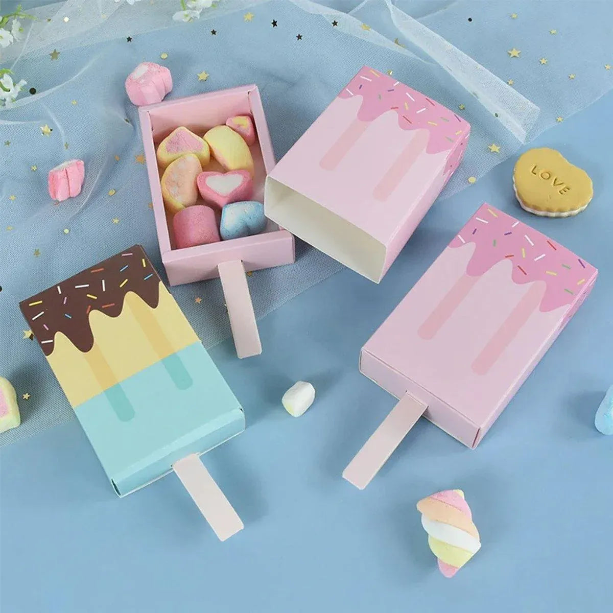 Premium 50 Pack Blue Ice Cream Candy Gift Boxes Party Favour Packaging