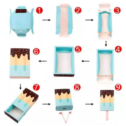 Premium 50PCS Candy Gift Boxes Ice Cream Popsicle Shape Party Favor - Blue