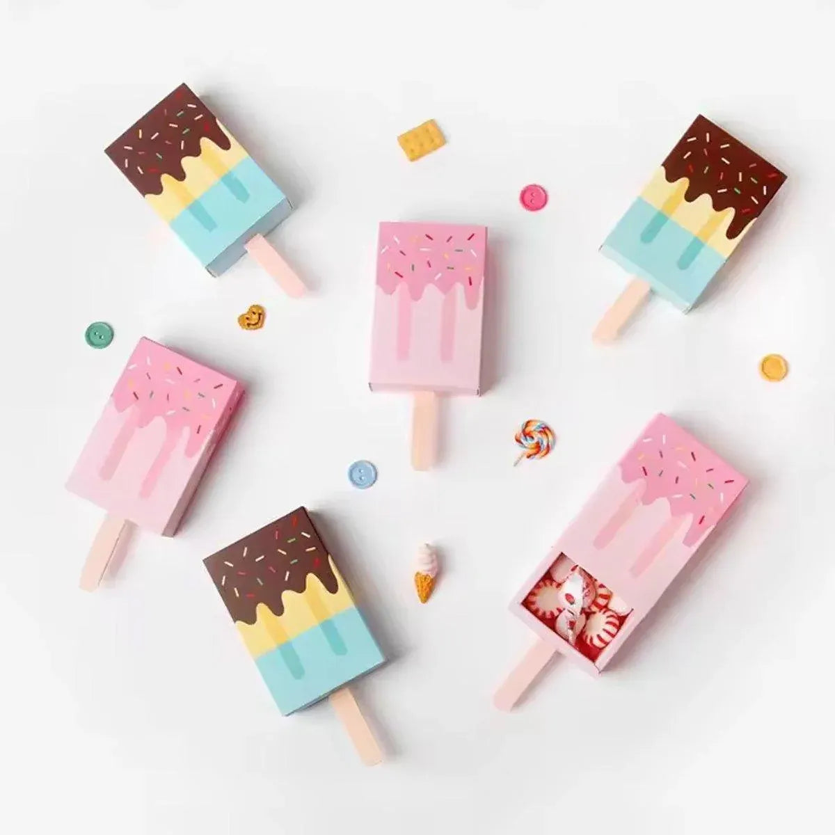 Premium 50 Pack Pink Ice Cream Candy Gift Boxes Party Favour Packaging