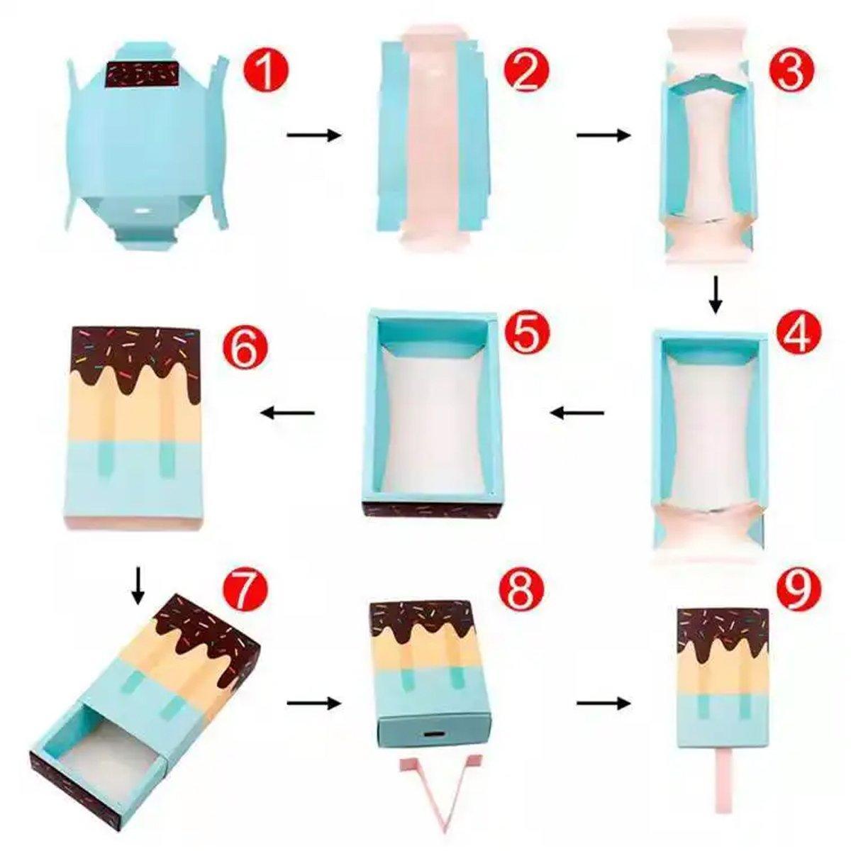 50PCS Ice Cream Candy Gift Boxes Popsicle Shape Party Favors - Pink