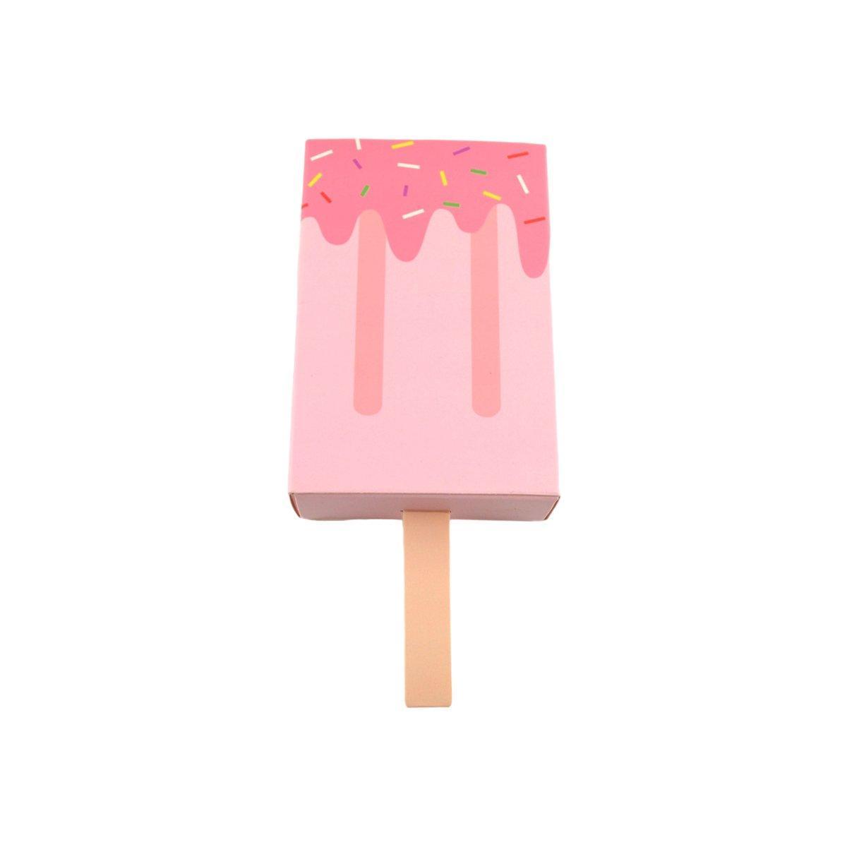 50PCS Ice Cream Candy Gift Boxes Popsicle Shape Party Favors - Pink