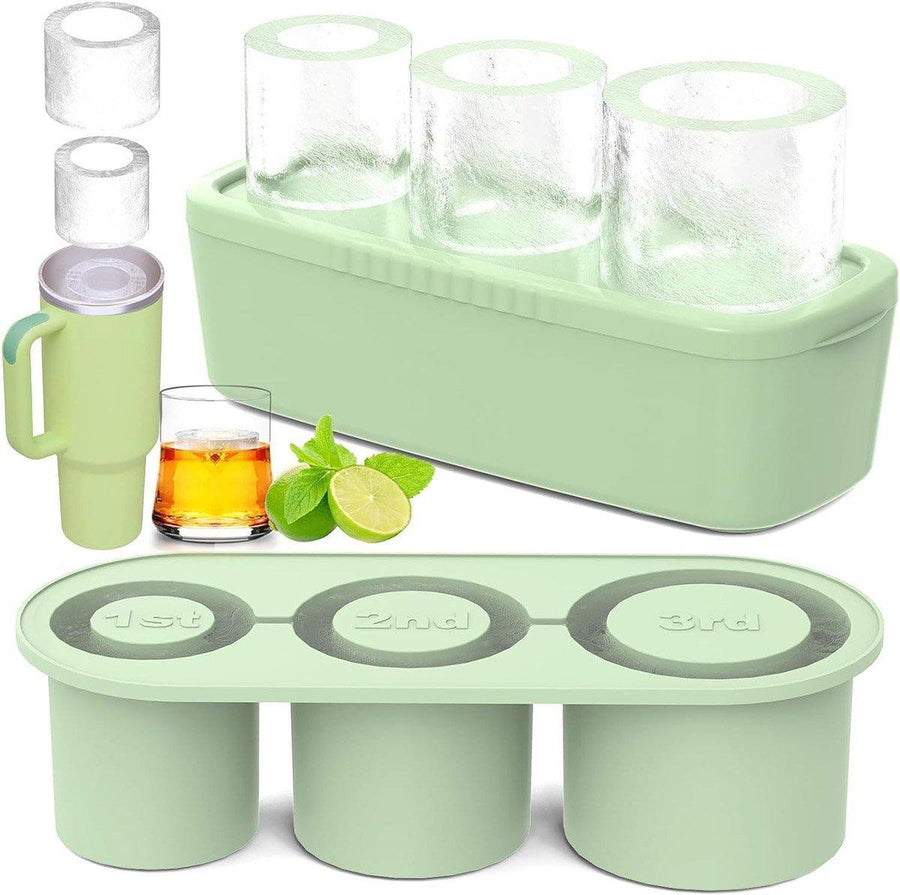 Premium Silicone Ice Cube Tray with Lid – Green for Tumblers