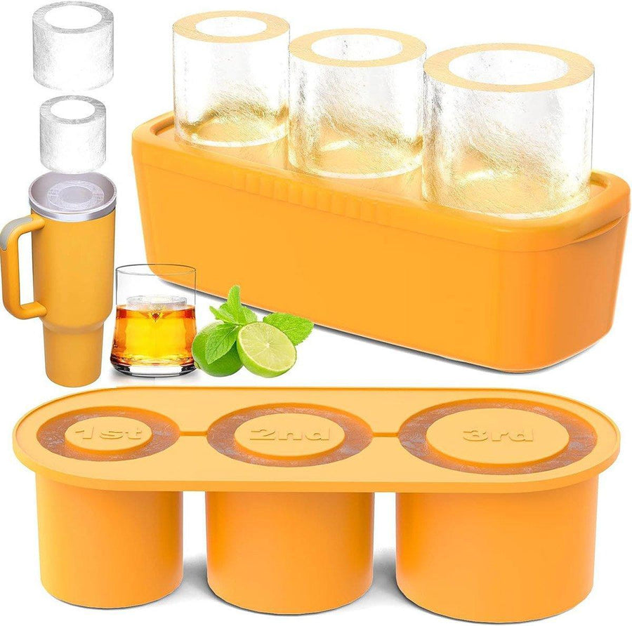 Premium Silicone Ice Cube Tray with Lid – Yellow for Tumblers
