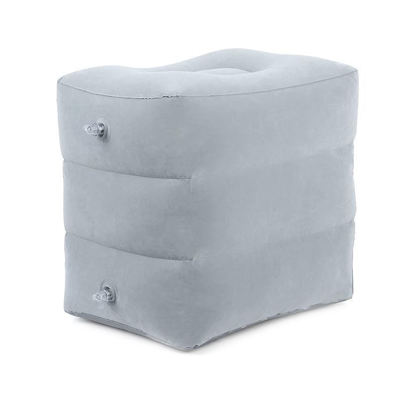 Premium Grey Inflatable Travel Foot Rest Air Pillow for Plane Car Office and Home