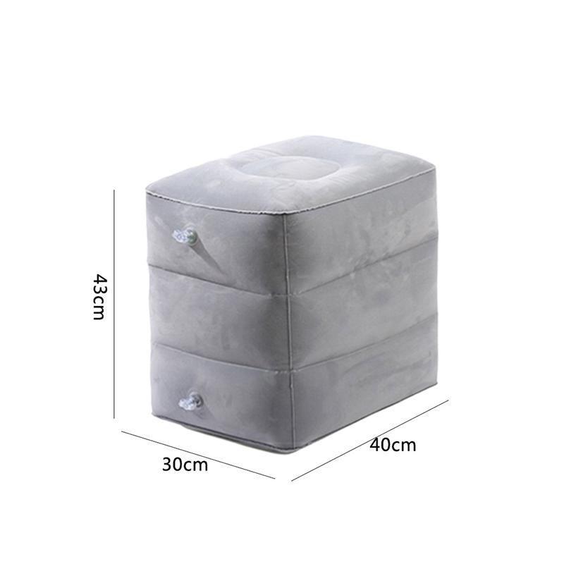 Premium Grey Inflatable Travel Foot Rest Air Pillow for Plane Car Office and Home