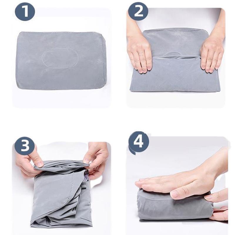 Premium Grey Inflatable Travel Foot Rest Air Pillow for Plane Car Office and Home