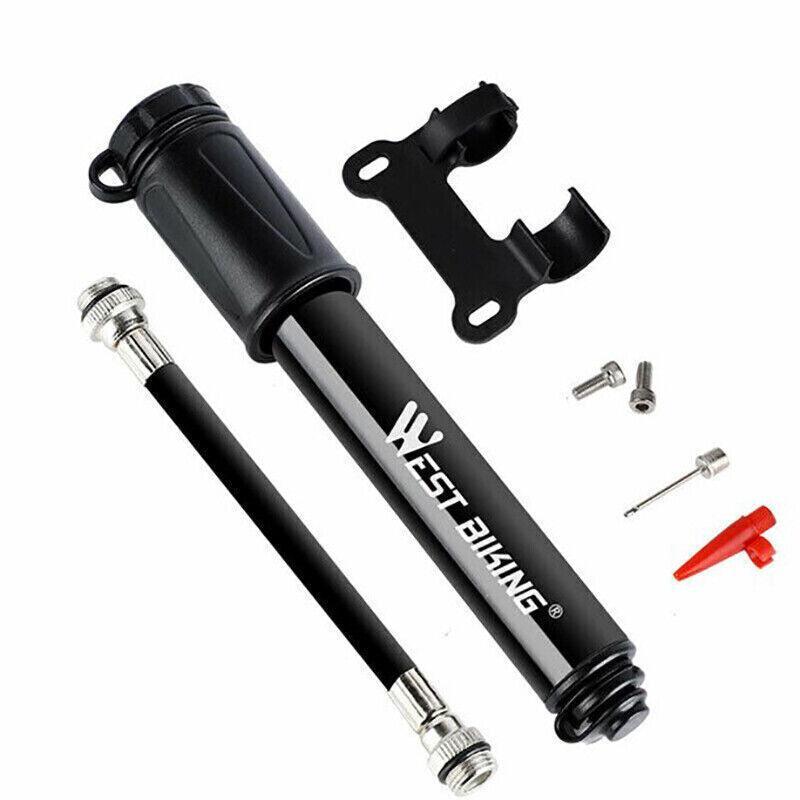 Premium Aluminium Mini Bicycle Air Pump with Presta & Schrader Valve 100PSI - Black