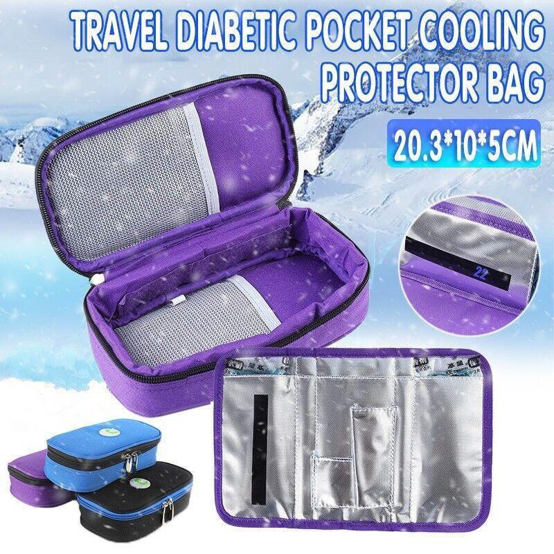 Premium Black Insulated Insulin Pen Cooler Travel Pouch with Organiser Pockets