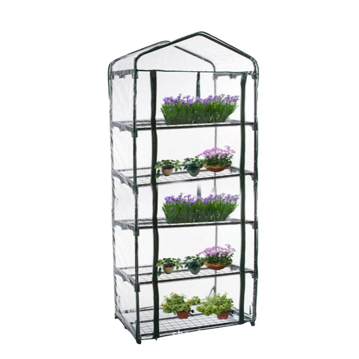 5-Tier PVC Garden Greenhouse Cover - UV Protection, Zippered Front, 187 cm