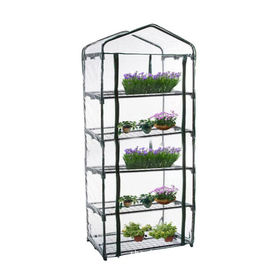 5-Tier PVC Garden Greenhouse Cover - UV Protection, Zippered Front, 187 cm