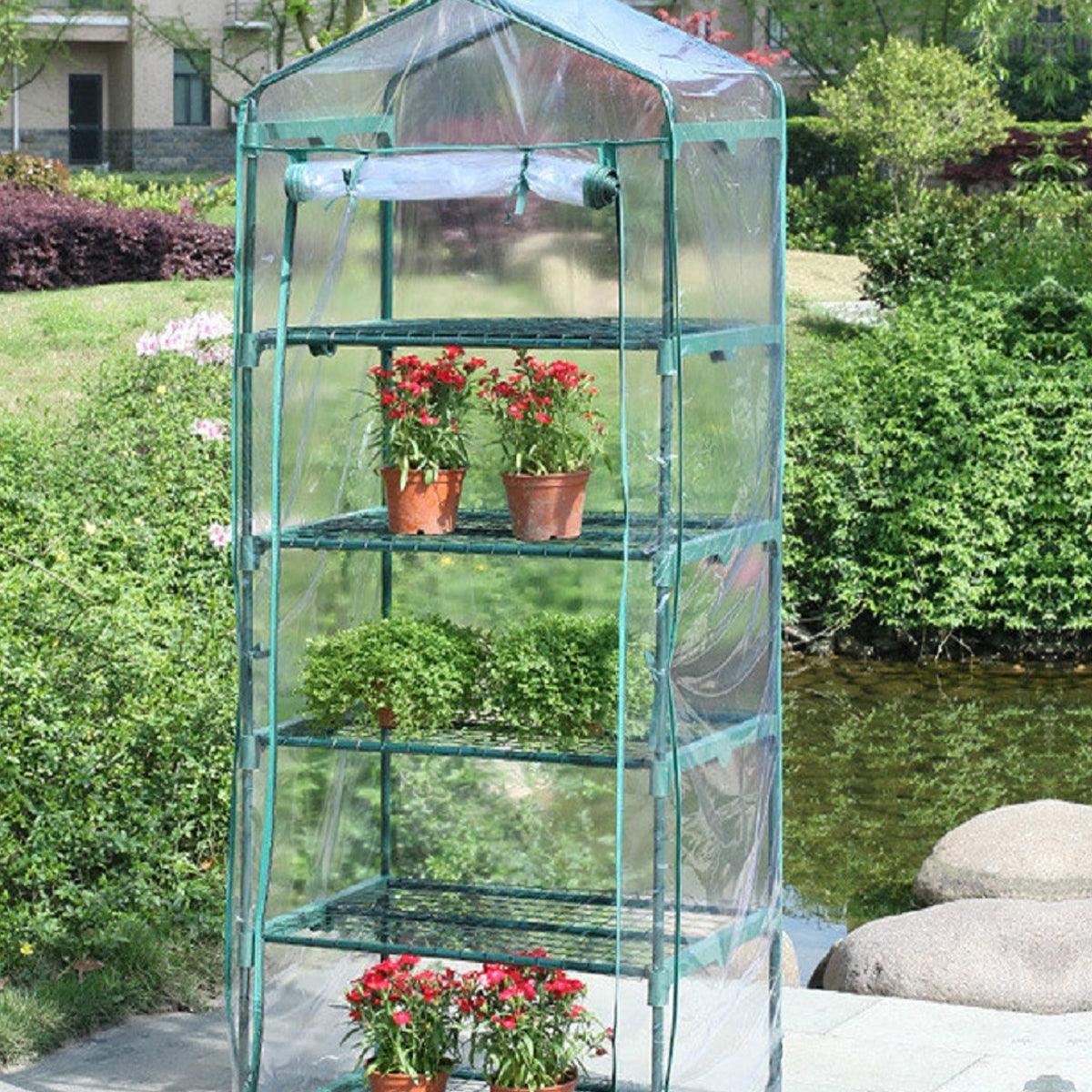 5-Tier PVC Garden Greenhouse Cover - UV Protection, Zippered Front, 187 cm